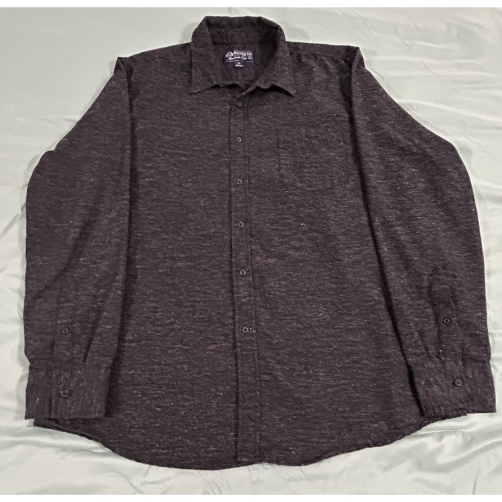 American Rag CIE Long Sleeve Button Down Heather Charcoal Black Men's Shirt XXL